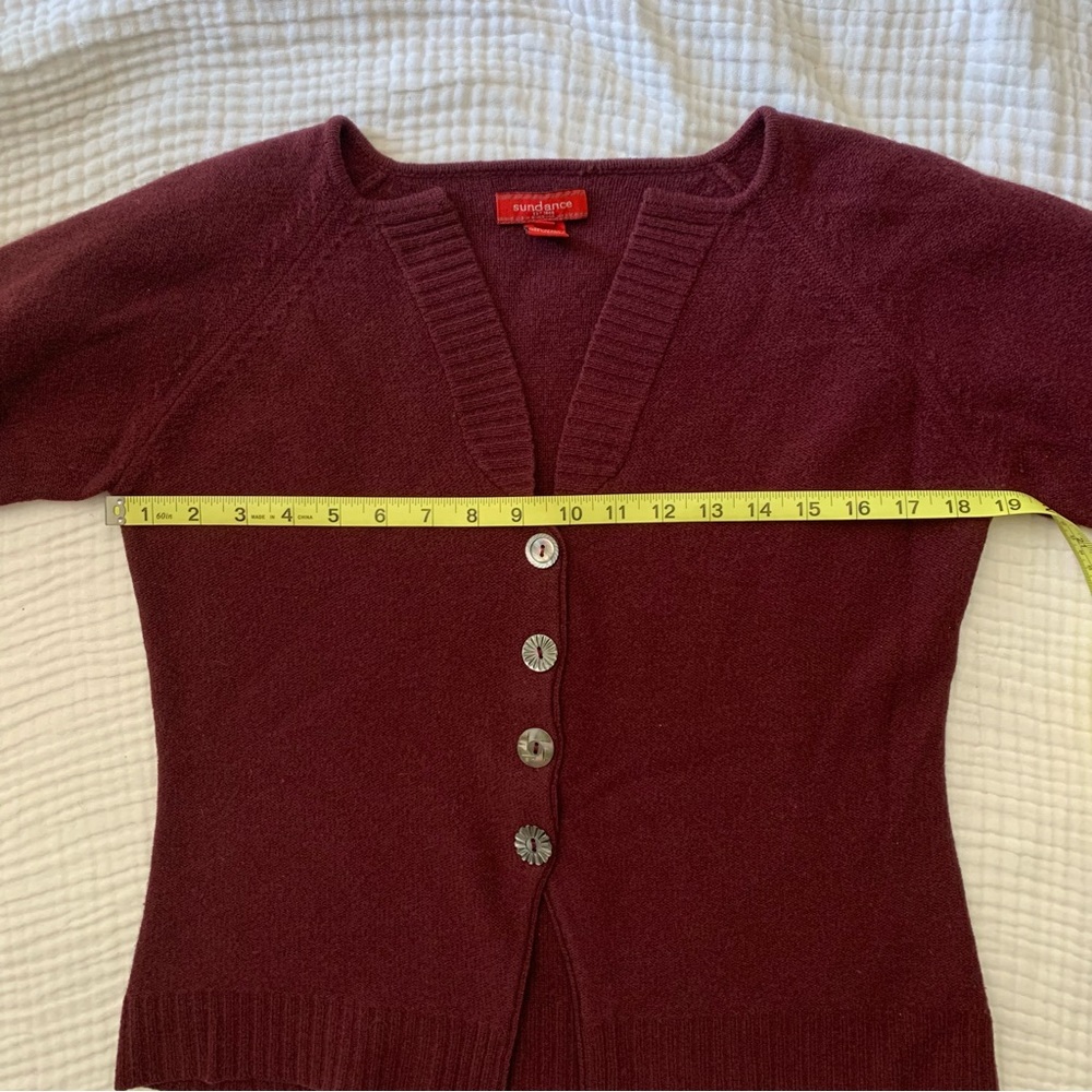 Sundance wool burgundy cardigan button up sweater size medium - Picture 5 of 7